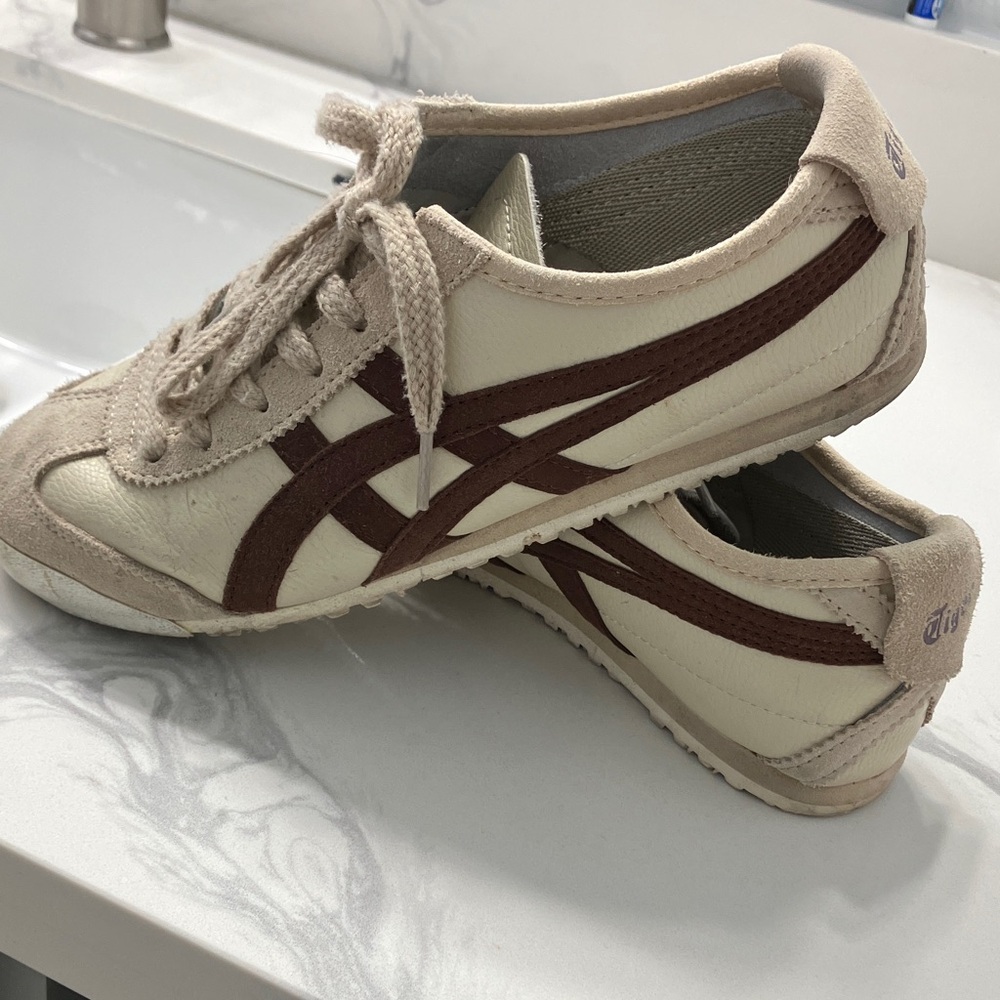 Onitsuka Tiger Beige and Brown Sneakers